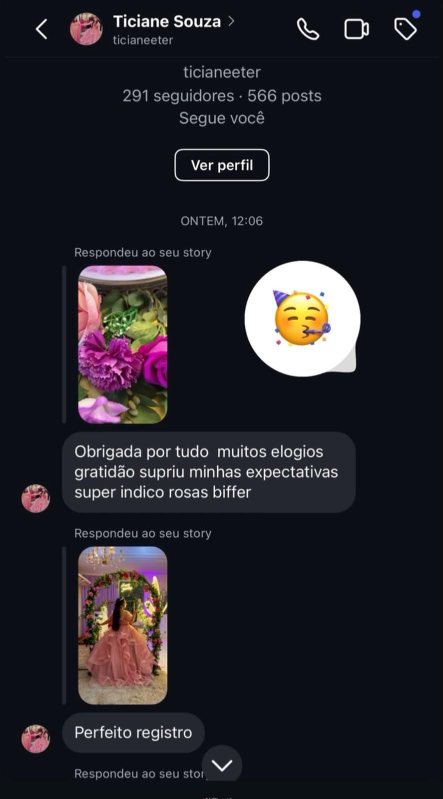 Depoimento de cliente da Rosa Buffet